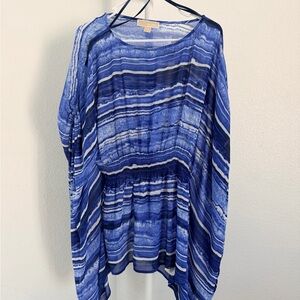 Michael Kors Blue Striped Sheer Tunic
